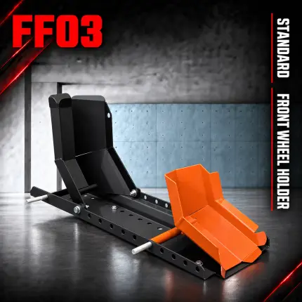 FF03 motorcycle carrier front wheel holder in Black and Orange